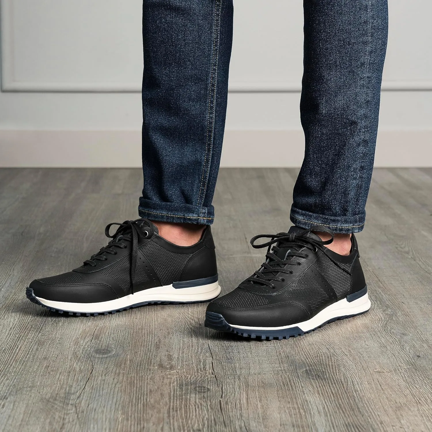 VELEZ Leather Sneakers for Men - Business Casual Dress Shoes - Lace-Up Fashion Tennis