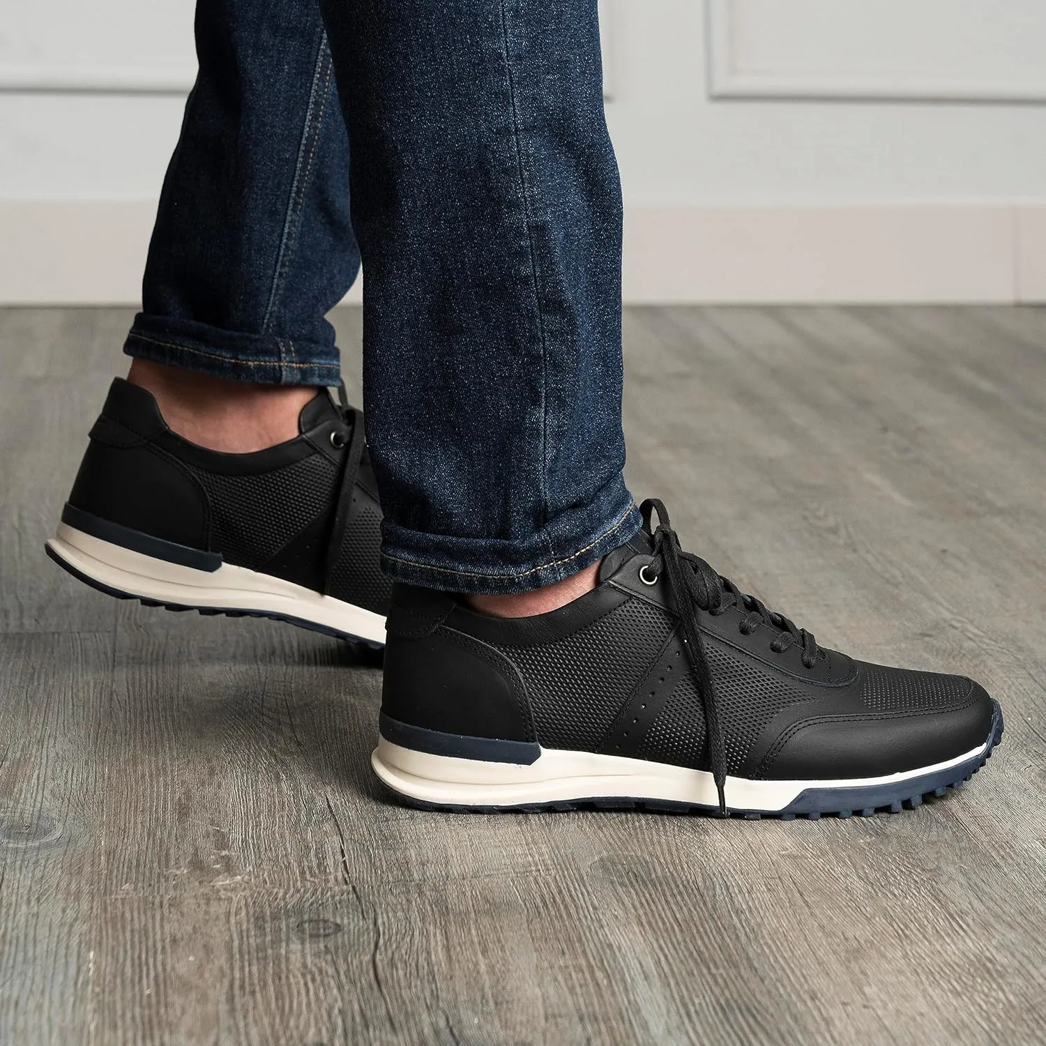 VELEZ Leather Sneakers for Men - Business Casual Dress Shoes - Lace-Up Fashion Tennis