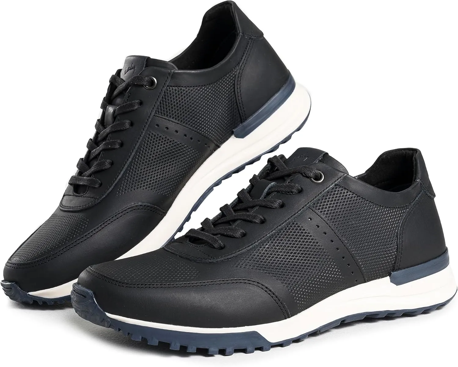 VELEZ Leather Sneakers for Men - Business Casual Dress Shoes - Lace-Up Fashion Tennis