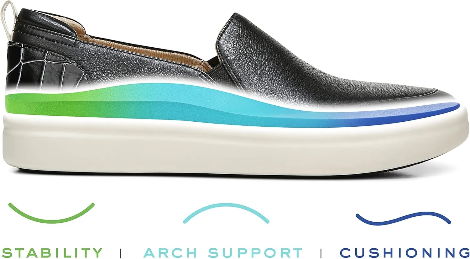 Vionic Women's Aura Penelope Slip On No Laces Sneaker- Supportive Leather Casual Platform Sneakers That Include Three-Zone Comfort with Orthotic Insole Arch Support, Medium Fit