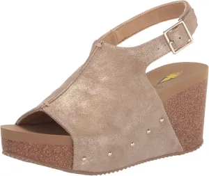 VOLATILE Division Wedge Sandals for Women Featuring Cork Covered Bottom with EVA Insole and Rubber Outsole