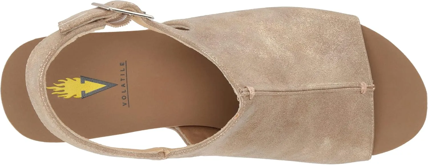 VOLATILE Division Wedge Sandals for Women Featuring Cork Covered Bottom with EVA Insole and Rubber Outsole