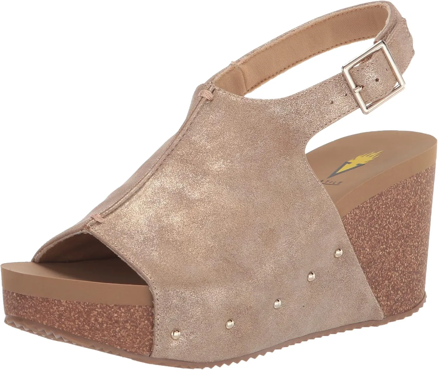 VOLATILE Division Wedge Sandals for Women Featuring Cork Covered Bottom with EVA Insole and Rubber Outsole
