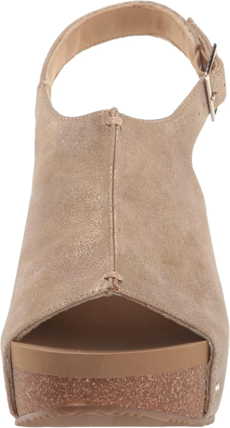 VOLATILE Division Wedge Sandals for Women Featuring Cork Covered Bottom with EVA Insole and Rubber Outsole