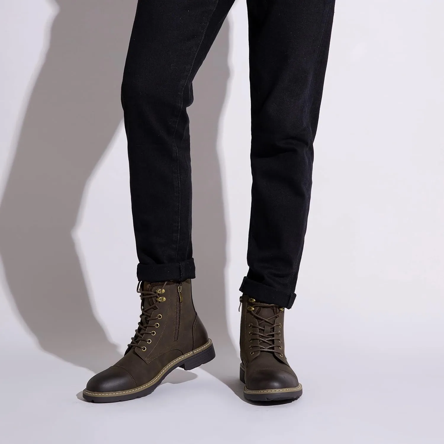 Vostey Mens Boots Motorcycle Casual Boots for Men Zipper Fashion Chukka Boots Mens