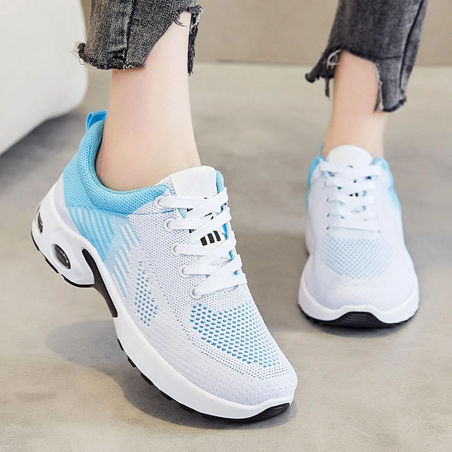 Walking Shoes Women Slip On Air Cushion Running Shoes Lightweight Tennis Mesh Breathable Comfort Fashion Sneakers