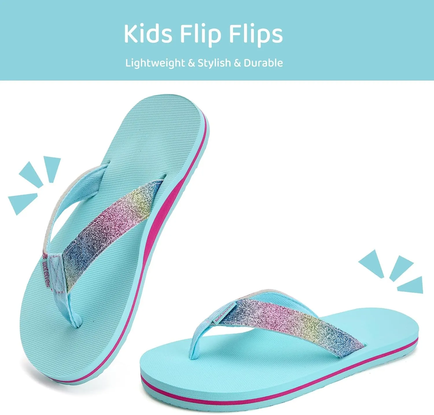 WateLves Girls Flip Flops Toddler Boys Girls Non-Slip Sport Sandals for Beach Swim Pool(Little Kid/Big Kid)
