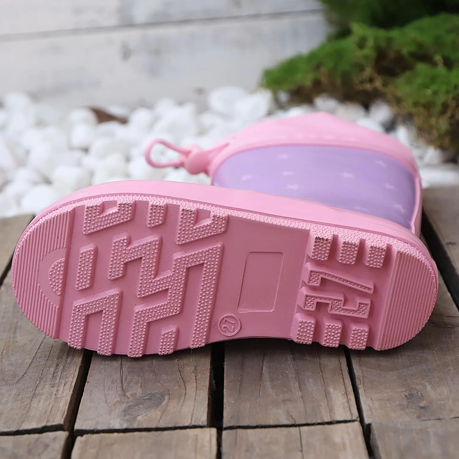 Waterproof Rain Boots for Toddler and Kids - Boys Girls Rubber Rain Boots with Easy on Handles for Outdoor Playing