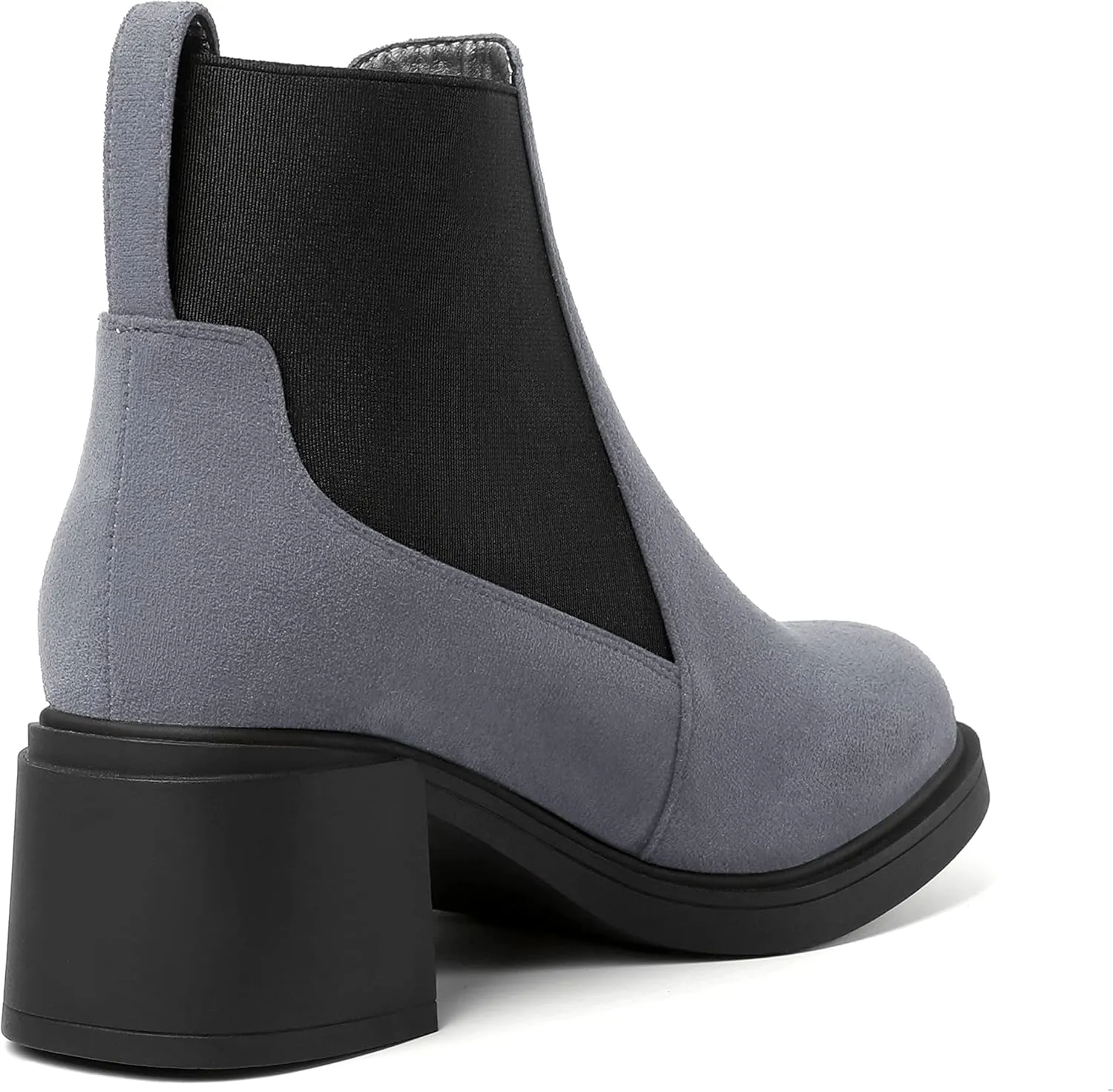 WAYDERNS Womens Slip On Suede Outdoor Round Toe Casual Chunky Mid Heel Ankle High Boots 2.2 Inch