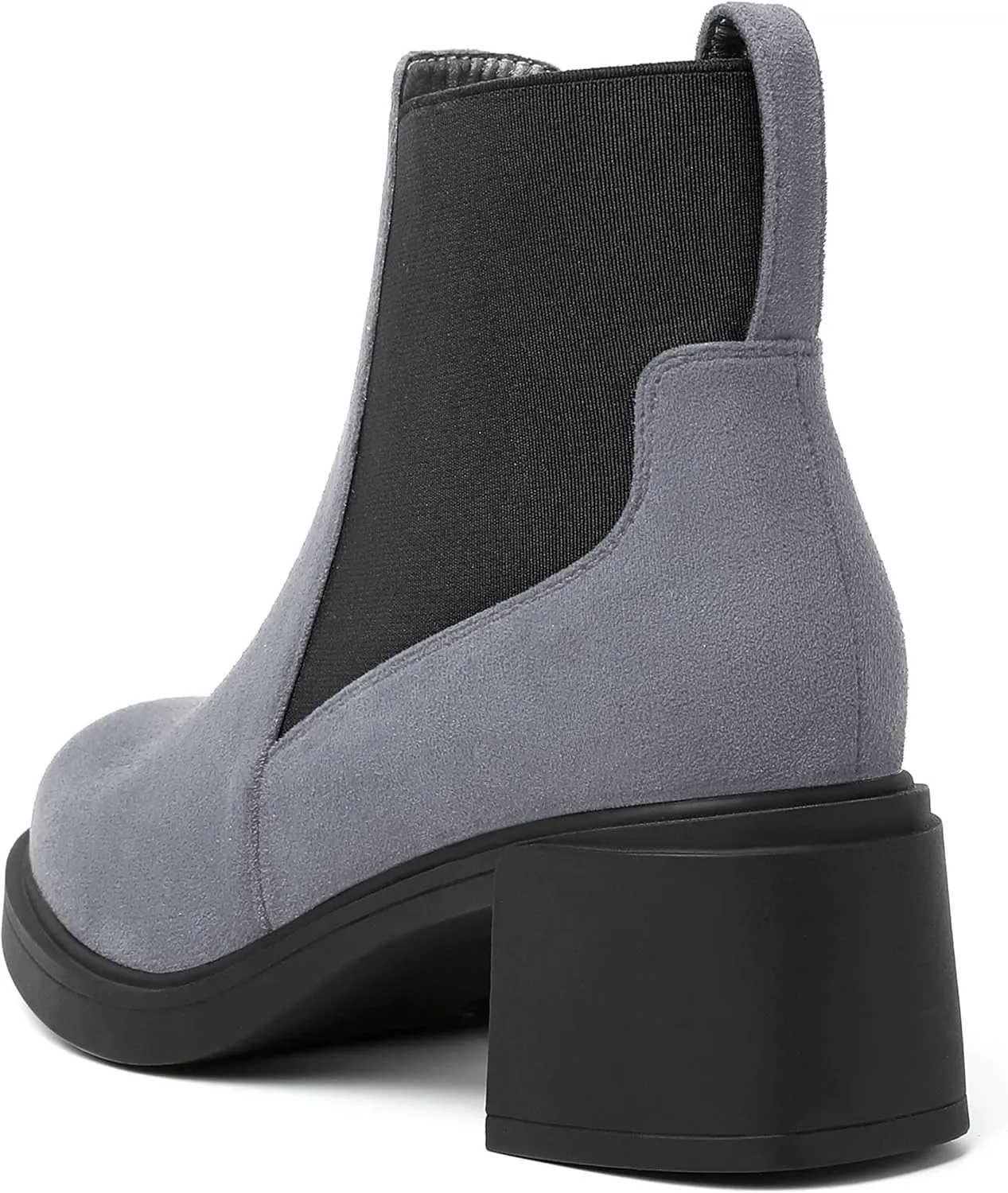 WAYDERNS Womens Slip On Suede Outdoor Round Toe Casual Chunky Mid Heel Ankle High Boots 2.2 Inch