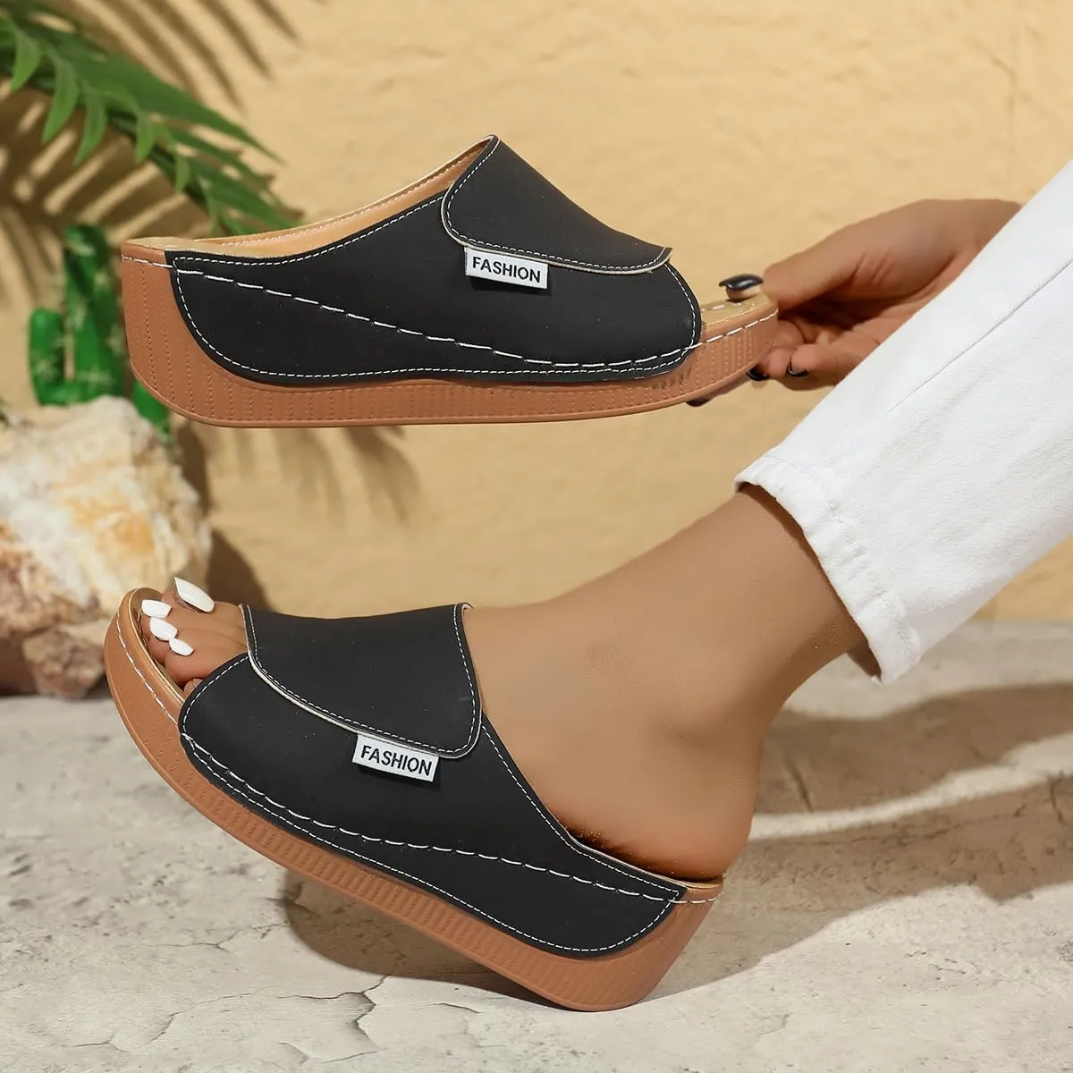 Wedge Sandals for Women Arch Support Platform Slides 2025 Slip on Casual Open Toe Wide Band Walking Shoe