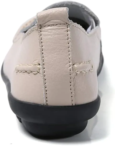 WERWAES Ladies Moccasin Shoes Comfortable Leather Loafers Wild Fashion Soft Shoes Nurse Breathable Driving Shoes