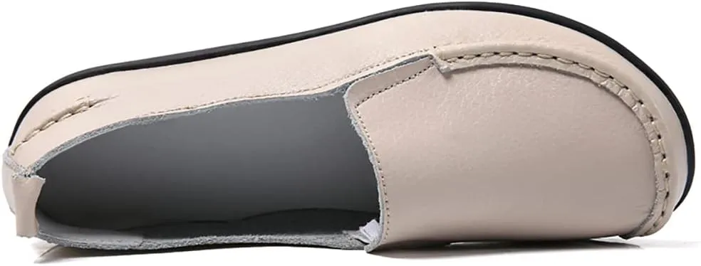 WERWAES Ladies Moccasin Shoes Comfortable Leather Loafers Wild Fashion Soft Shoes Nurse Breathable Driving Shoes