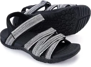 WHITIN Women’s Hiking Sandals with Arch Support | Adjustable Hook and Loop Straps | Durable Sport Sandals for Outdoor Adventure