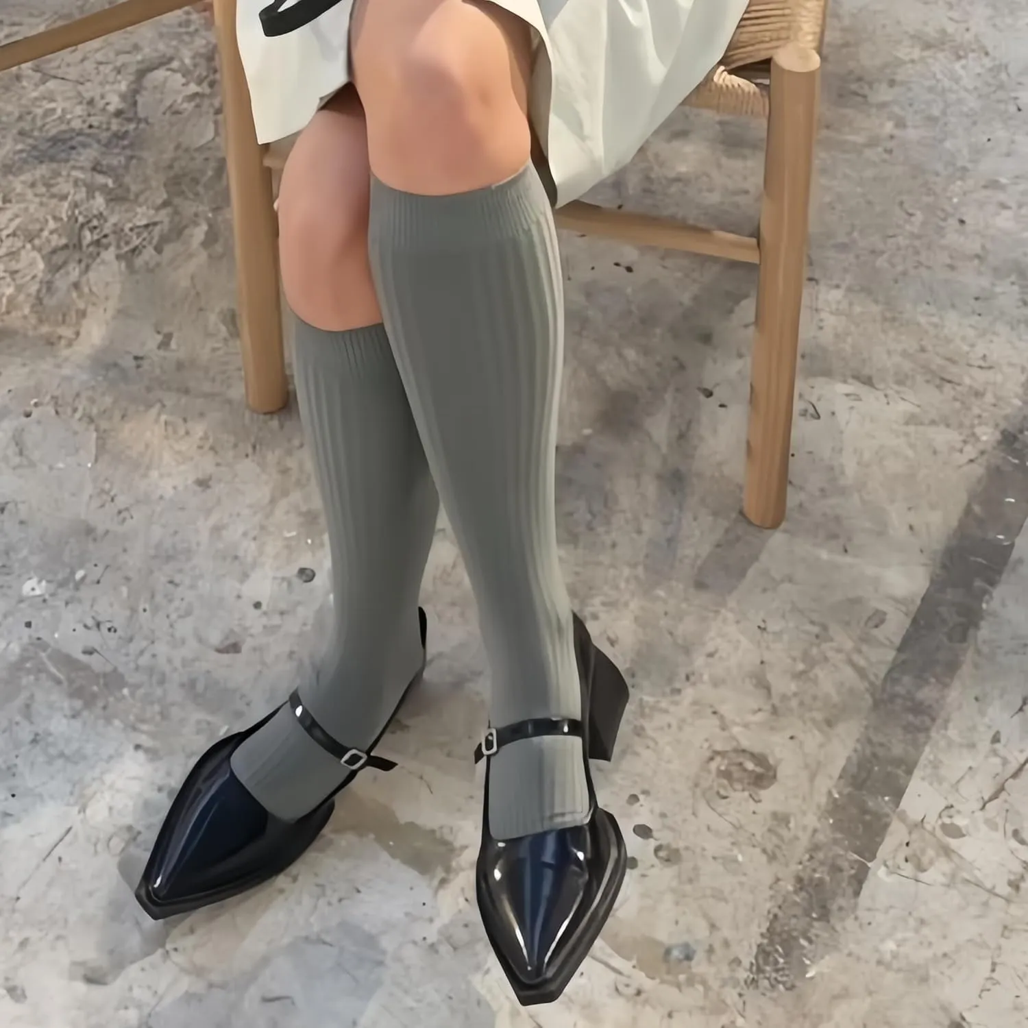 Wide Welt Mary Jane Pumps for Women Pointed Toe Buckle Strap Mary Janes Chunky Heeled Flats Comfort Casual Block Heel Shoes