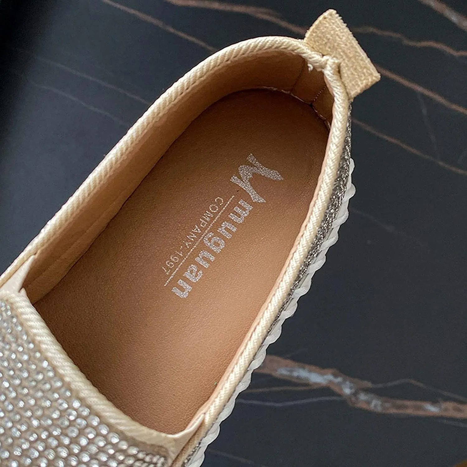 Women Rhinestone Platform Loafers,Glitter Fashion Slip-On Sparkle Bling Sequin Sneakers Fall 2022 Casual Flat