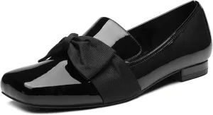 Women Square Toe Flat Loafers with Wide Last Daily, Large Size Dressy Shoe Slip On Flats Shoes