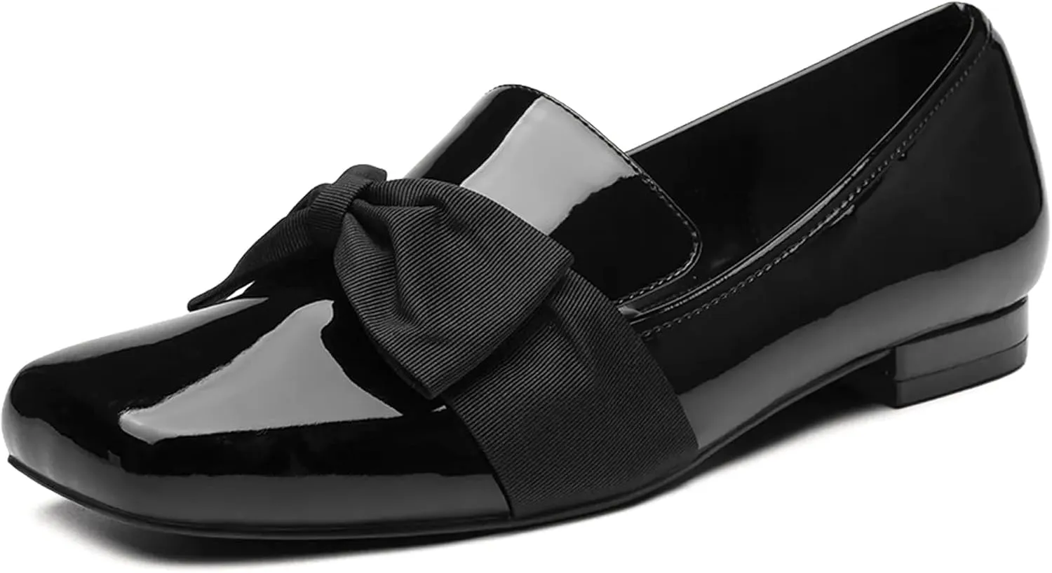 Women Square Toe Flat Loafers with Wide Last Daily, Large Size Dressy Shoe Slip On Flats Shoes