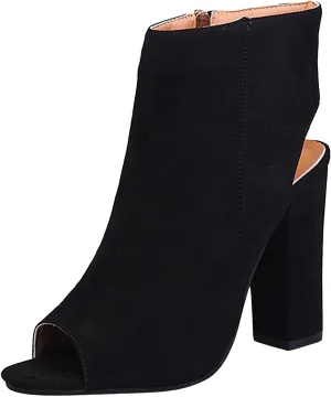 Womens Ankle Boots Dressy Open Toe High Heel Boots for Women Side Zipper Casual Trendy Outdoor Women Boots
