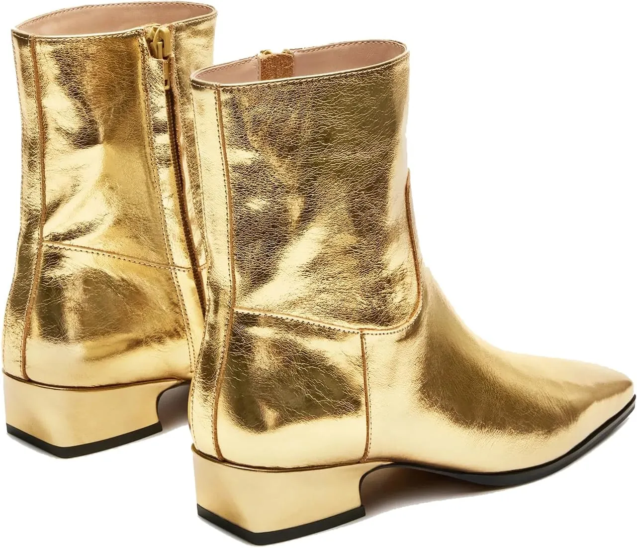 Women's Ankle Boots Square Toe Low Chunky Block Heel Booties Comfortable Short Boots Side Zipper Booties Shoes