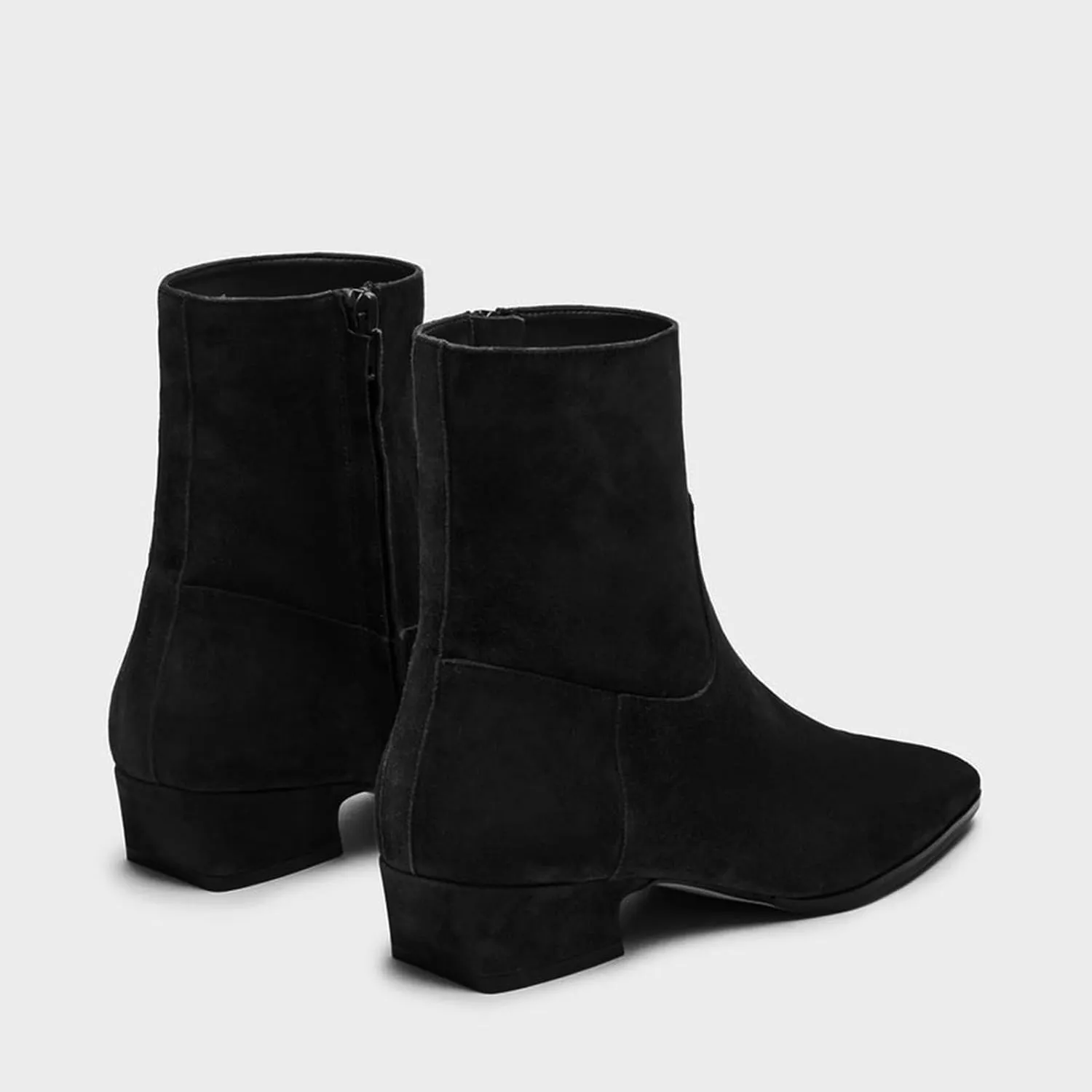 Women's Ankle Boots Square Toe Low Chunky Block Heel Booties Comfortable Short Boots Side Zipper Booties Shoes