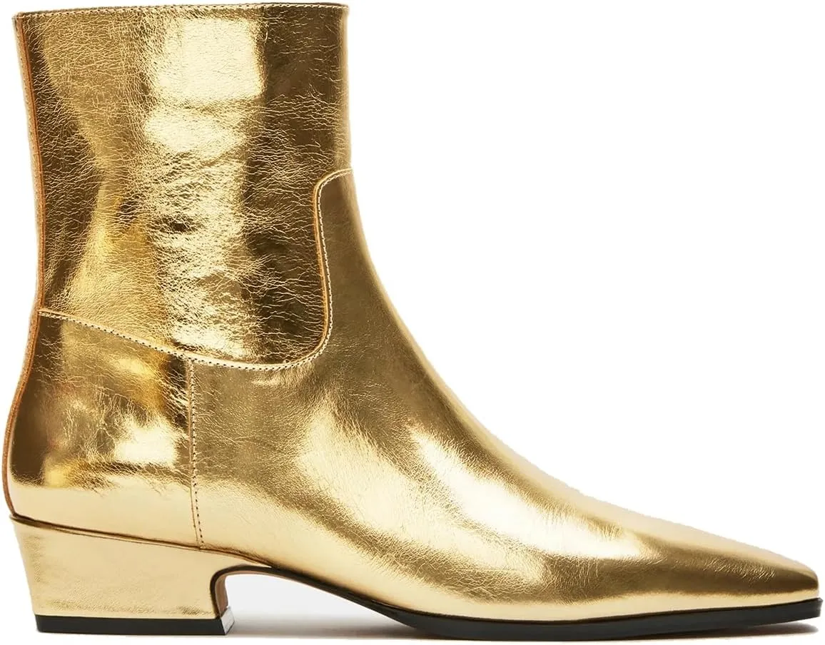 Women's Ankle Boots Square Toe Low Chunky Block Heel Booties Comfortable Short Boots Side Zipper Booties Shoes