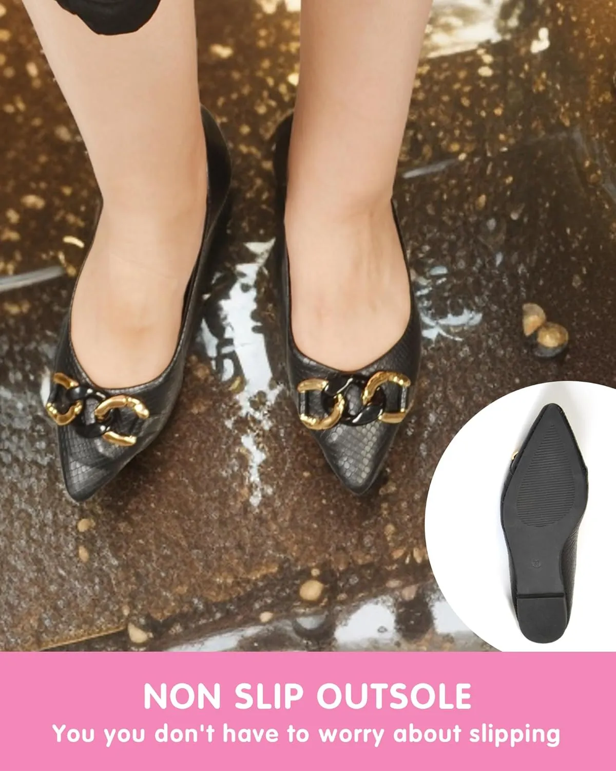 Women's Ballet Flat Shoes Pointed Toe Slip On Shoes Ballerina Walking Flats Casual Dress Shoes for Woman Dressy Comfortable Water Resistant