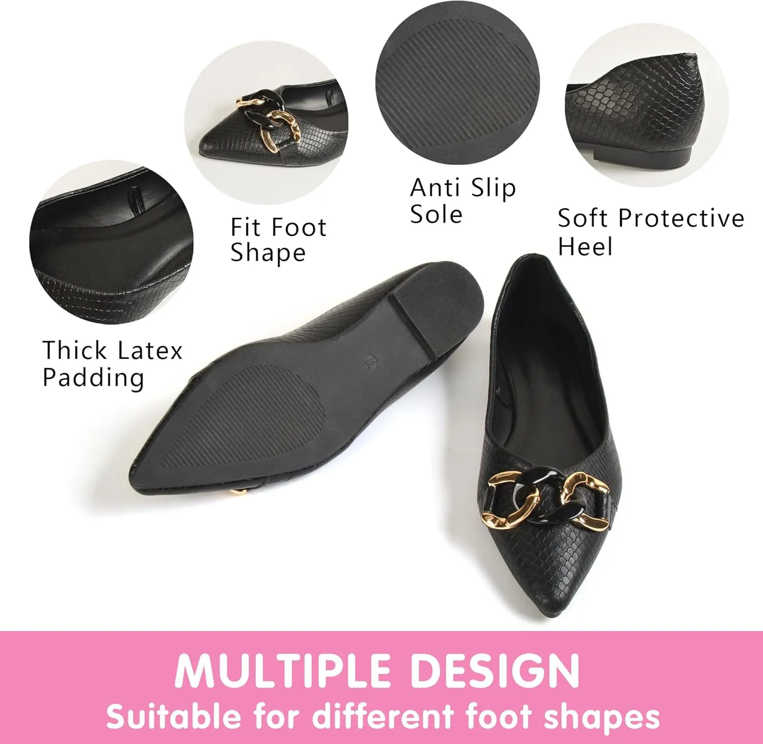 Women's Ballet Flat Shoes Pointed Toe Slip On Shoes Ballerina Walking Flats Casual Dress Shoes for Woman Dressy Comfortable Water Resistant