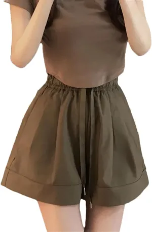 Women's Casual Comfort Shorts Loose Straight Elastic Waist Drawstring Casual Shorts