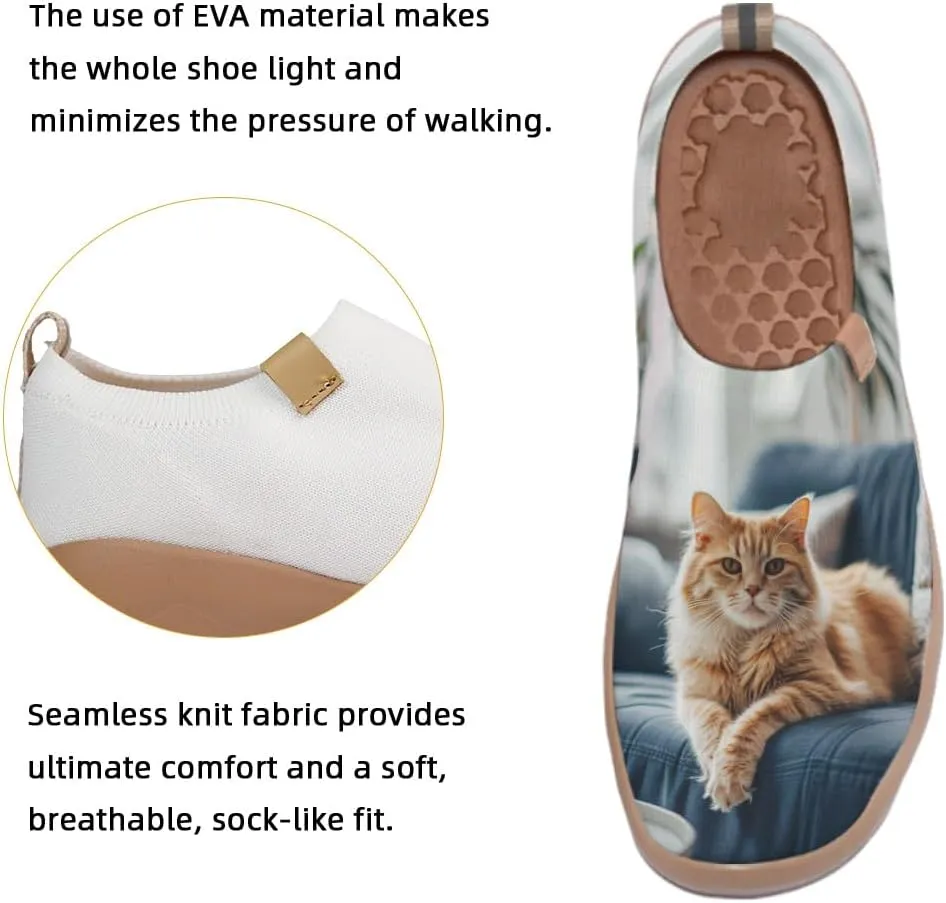 Women's Casual Knitted Shoes Art Painted Slip On Loafers, Lightweight Comfort Walking Sneakers