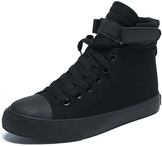 Women's Comfort High Top Canvas Sneakers - Preppy Solid Casual Lace-Ups