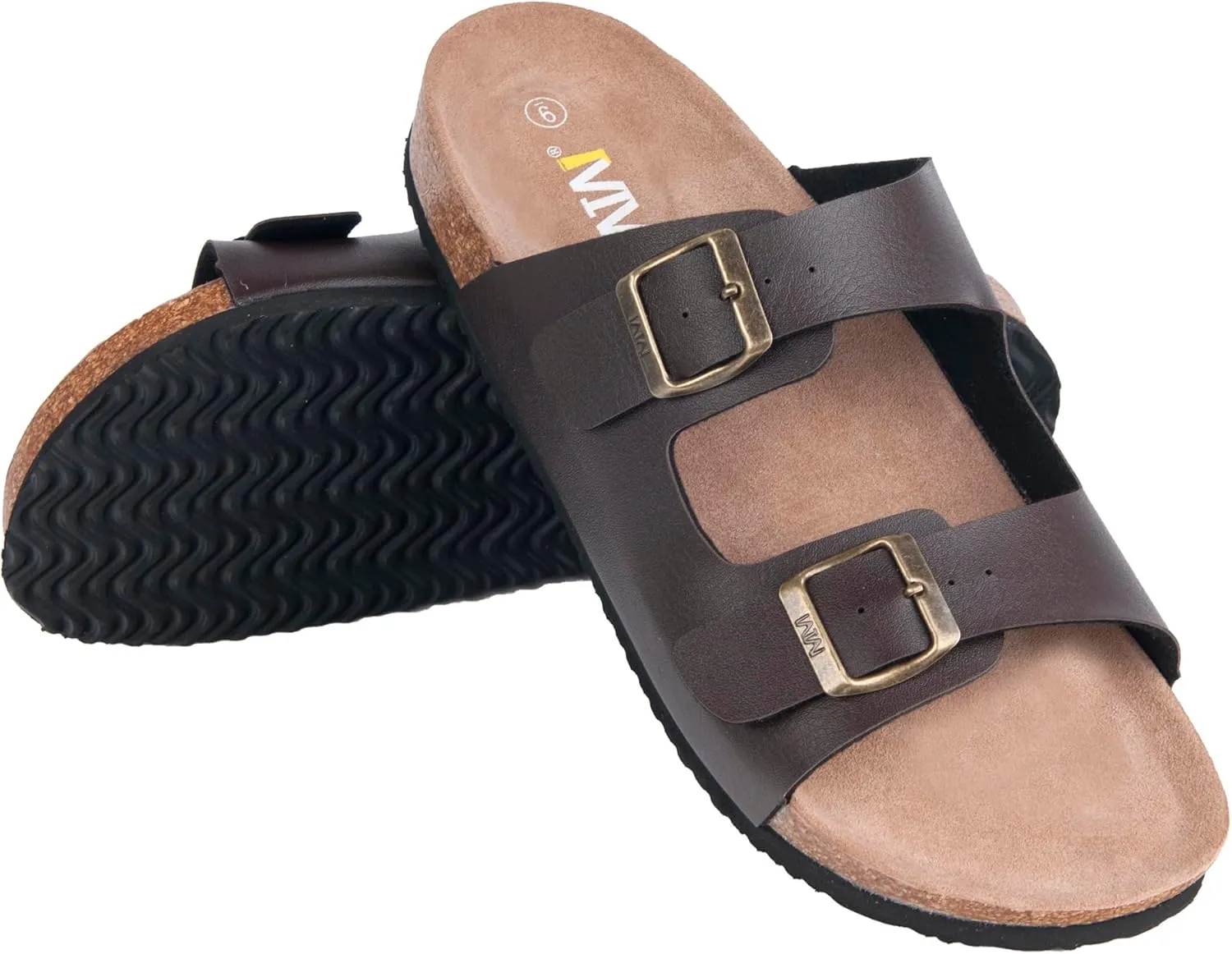 Women's Comfort Slides for Women Cow Suede Cork Footbed Sandals with Adjustable Strap Buckle Open Toe Beach Sandals