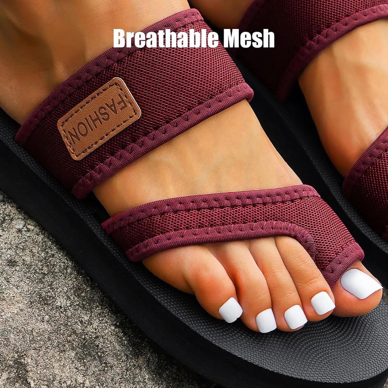 Women's Comfortable Breathable Mesh Flip Flops, Hollow Mesh Flip Flops, Non-Slip Orthopedic Sandals With Arch Support