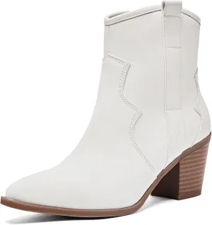 Women's Cowboy Ankle Boots Western Cowgirl Chunky Heeled Booties Classic Casual Comfortable Low Mid Heel Short Boots for Women.