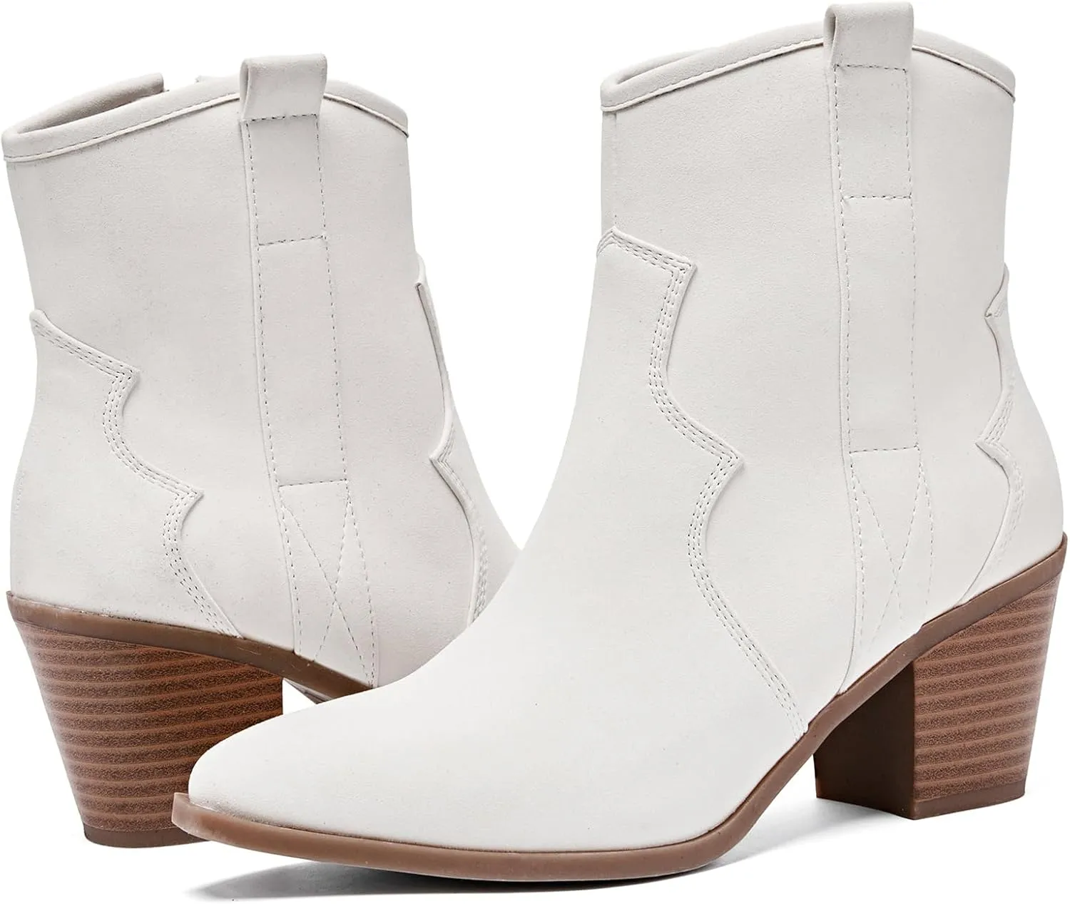 Women's Cowboy Ankle Boots Western Cowgirl Chunky Heeled Booties Classic Casual Comfortable Low Mid Heel Short Boots for Women.