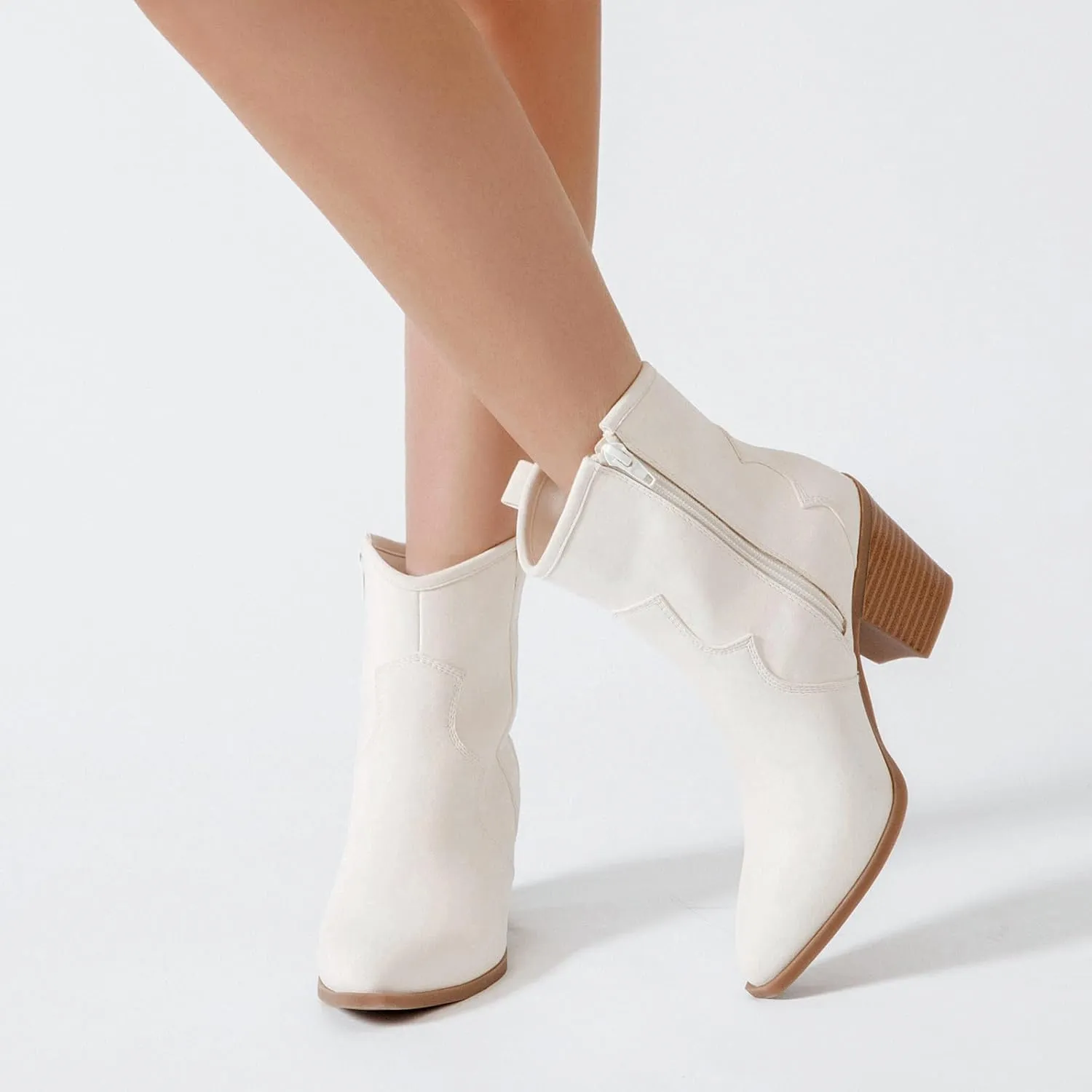 Women's Cowboy Ankle Boots Western Cowgirl Chunky Heeled Booties Classic Casual Comfortable Low Mid Heel Short Boots for Women.