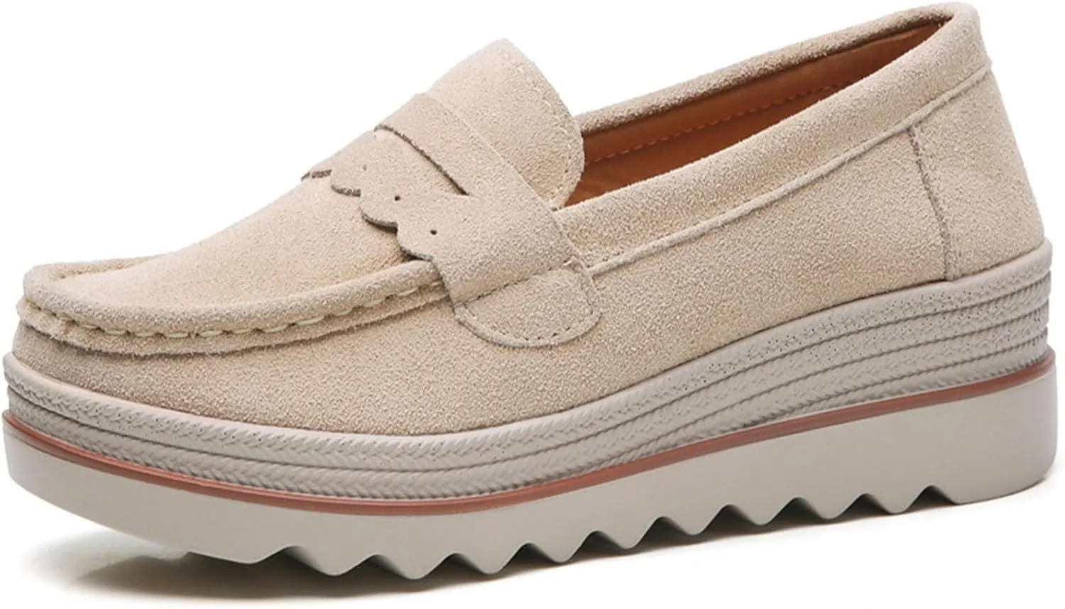 Women's Fashion Thick Sole Suede Orthopedic Loafers Non-Slip Platform Arch Support Lightweight Walking Shoes