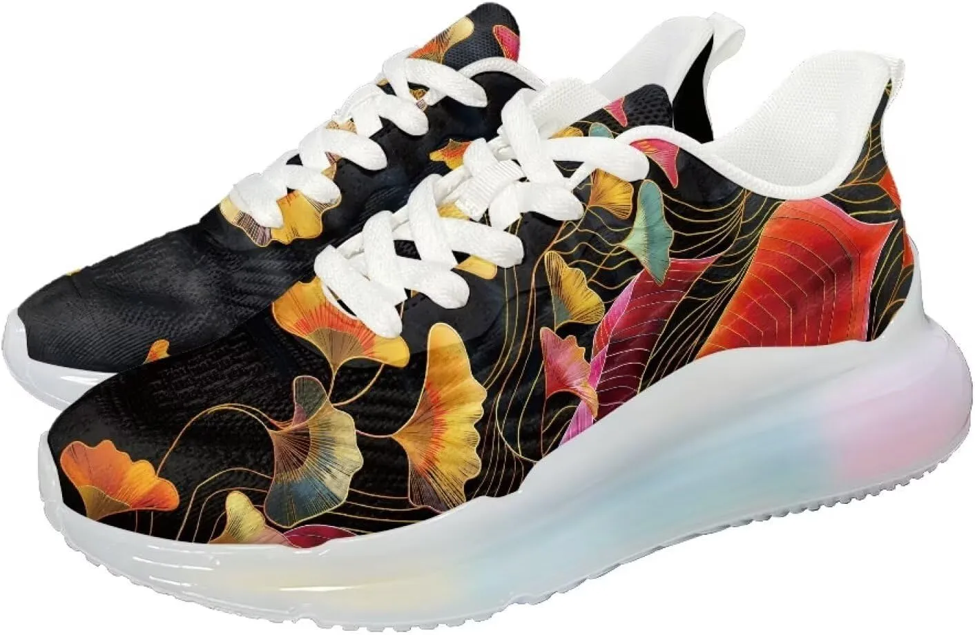 Women's Floral Print Sneaker Soft Lightweight Non Slip Tennis Sneaker Footwear Air Cushion Walking Shoes for Women US 6-11