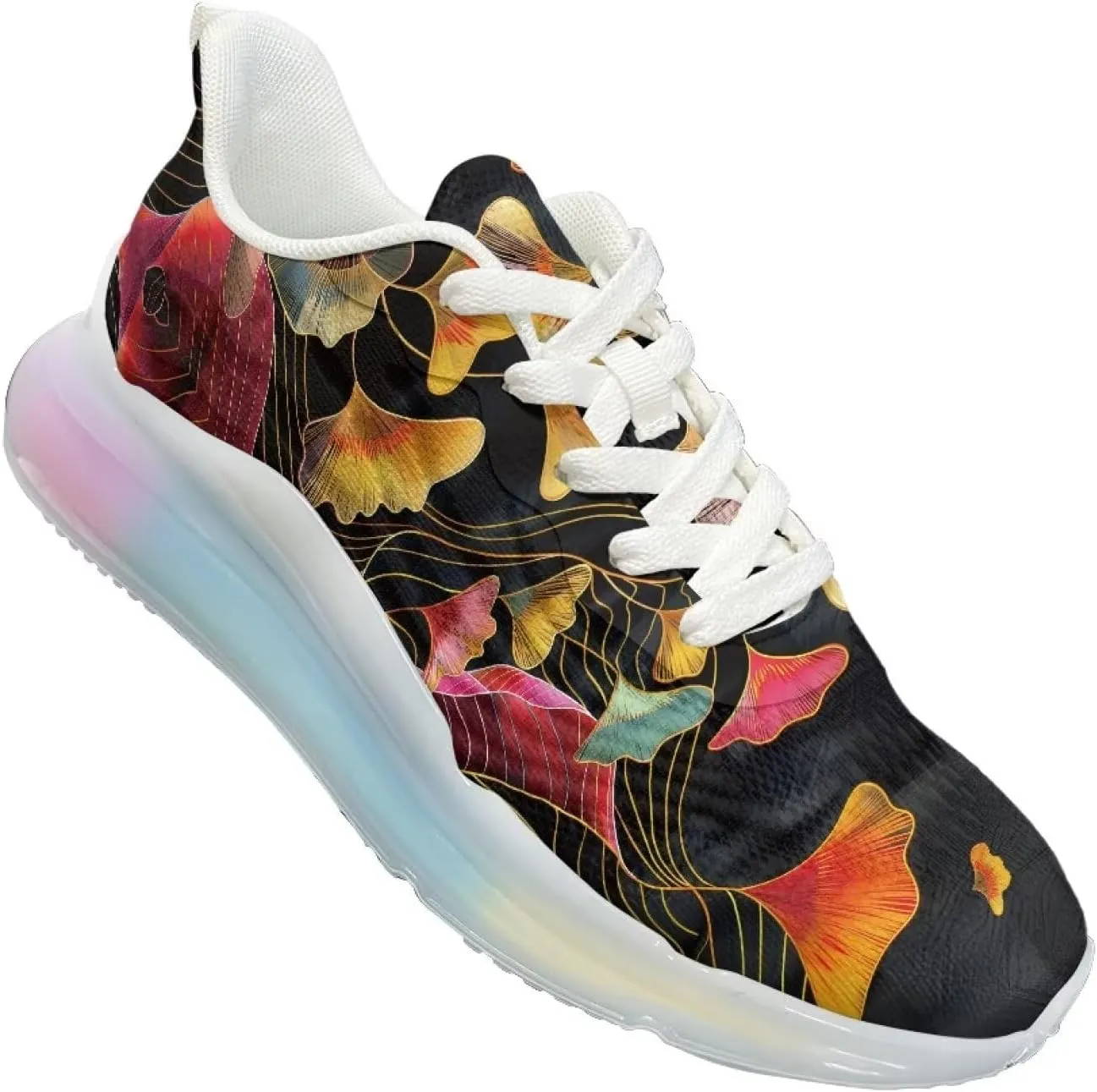 Women's Floral Print Sneaker Soft Lightweight Non Slip Tennis Sneaker Footwear Air Cushion Walking Shoes for Women US 6-11