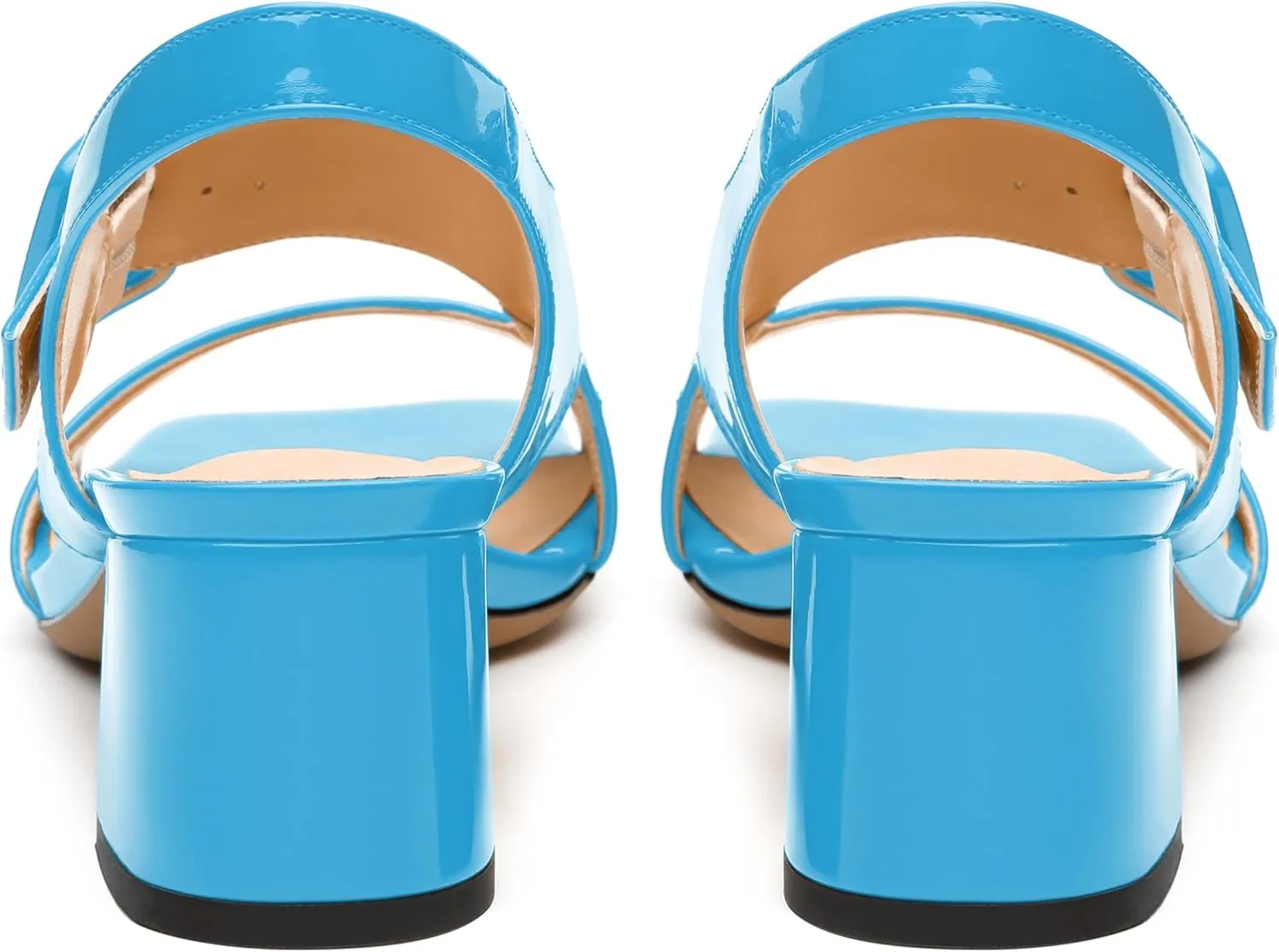 Womens Heeled Sandals Shoes, Square Peep Toe Mid Block Heel Ankle Strap Sandals for Women, Leather Insole Chunky Heel Sandals with Buckle 2"