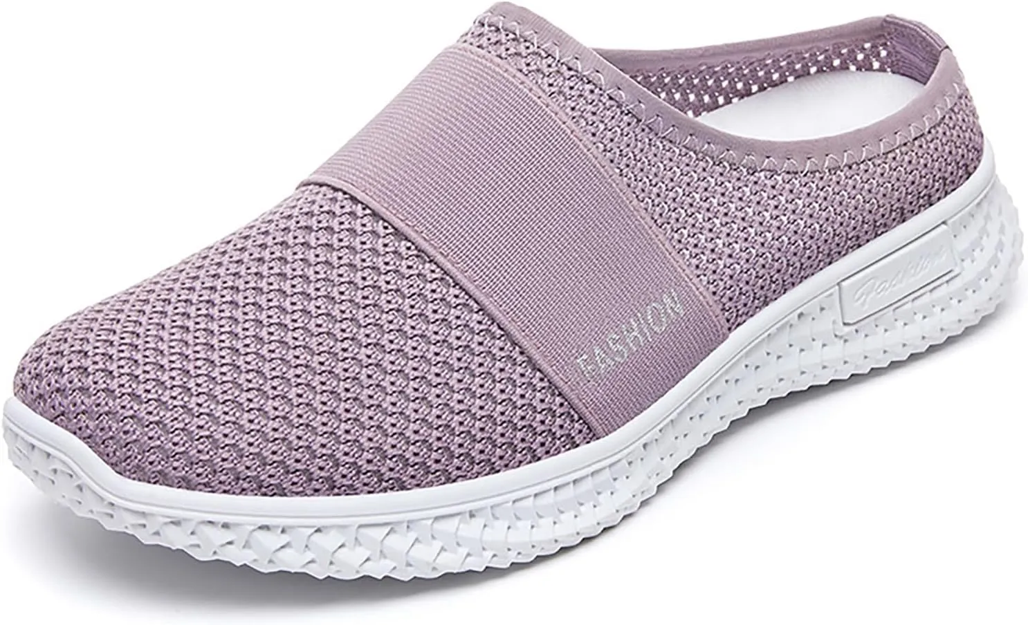 Women's Knitted Mesh Flat Mules,Fashion Backless Breathable Mesh Fabric Non-Slip Soft Soles Comfort Slip-on Outdoor Walking Sneakers Slippers