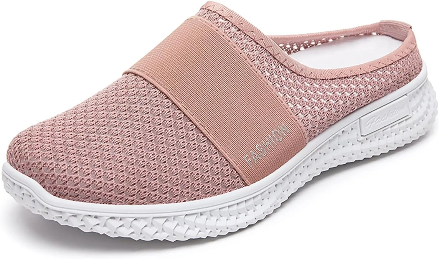 Women's Knitted Mesh Flat Mules,Fashion Backless Breathable Mesh Fabric Non-Slip Soft Soles Comfort Slip-on Outdoor Walking Sneakers Slippers