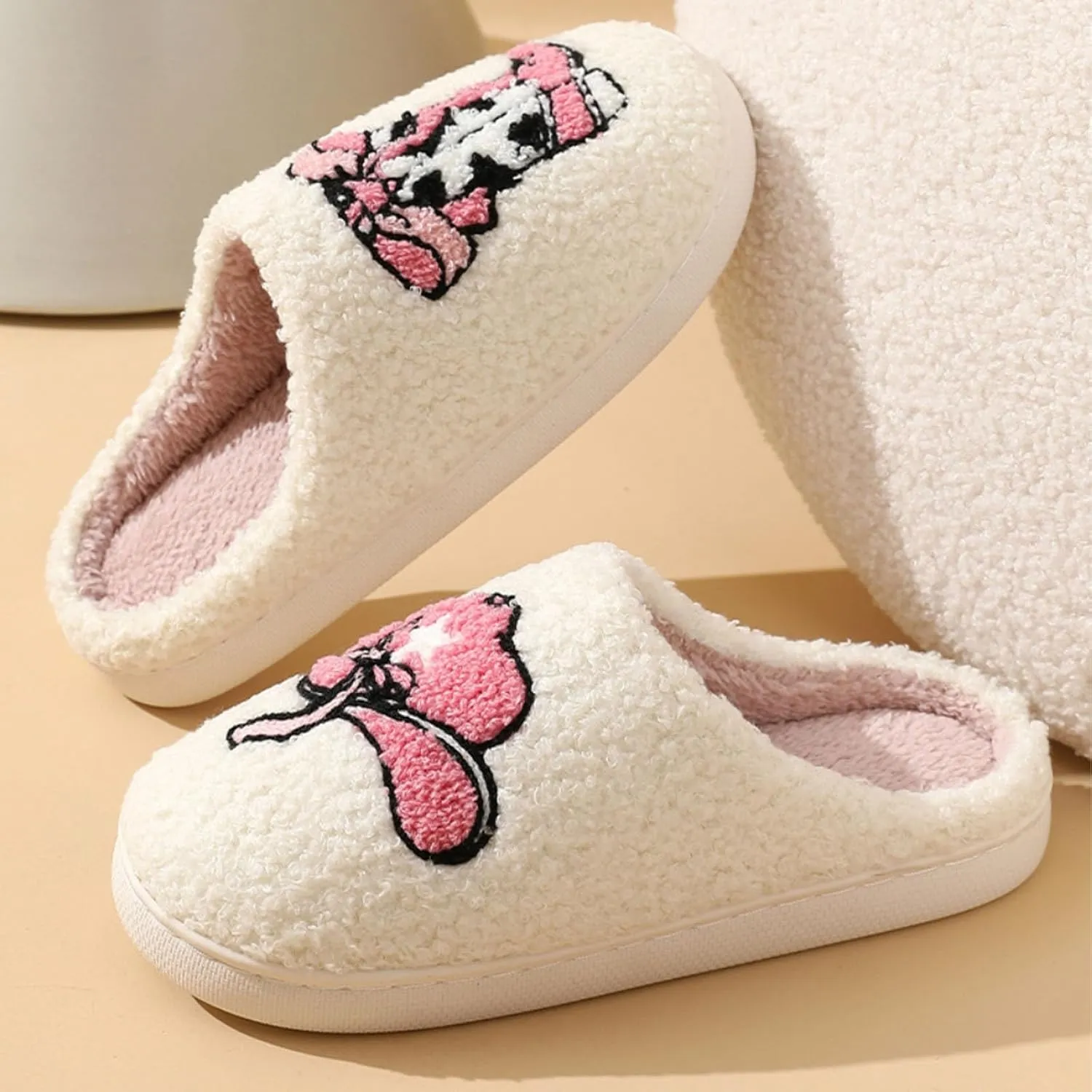 Womens Mens Slip on House Slippers Memory Foam Slippers Scuff Outdoor Indoor Warm Plush Bedroom Shoes