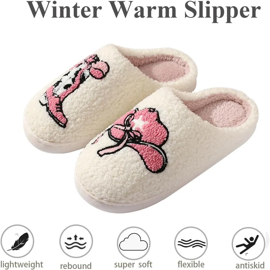 Womens Mens Slip on House Slippers Memory Foam Slippers Scuff Outdoor Indoor Warm Plush Bedroom Shoes