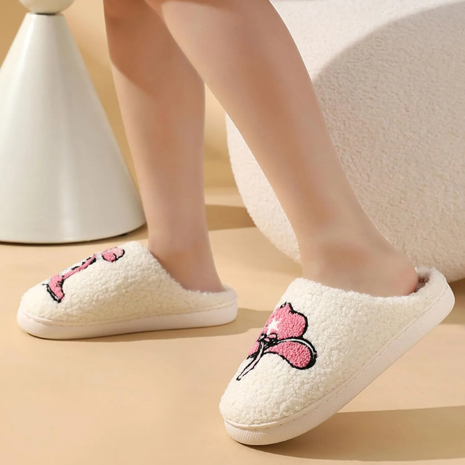 Womens Mens Slip on House Slippers Memory Foam Slippers Scuff Outdoor Indoor Warm Plush Bedroom Shoes