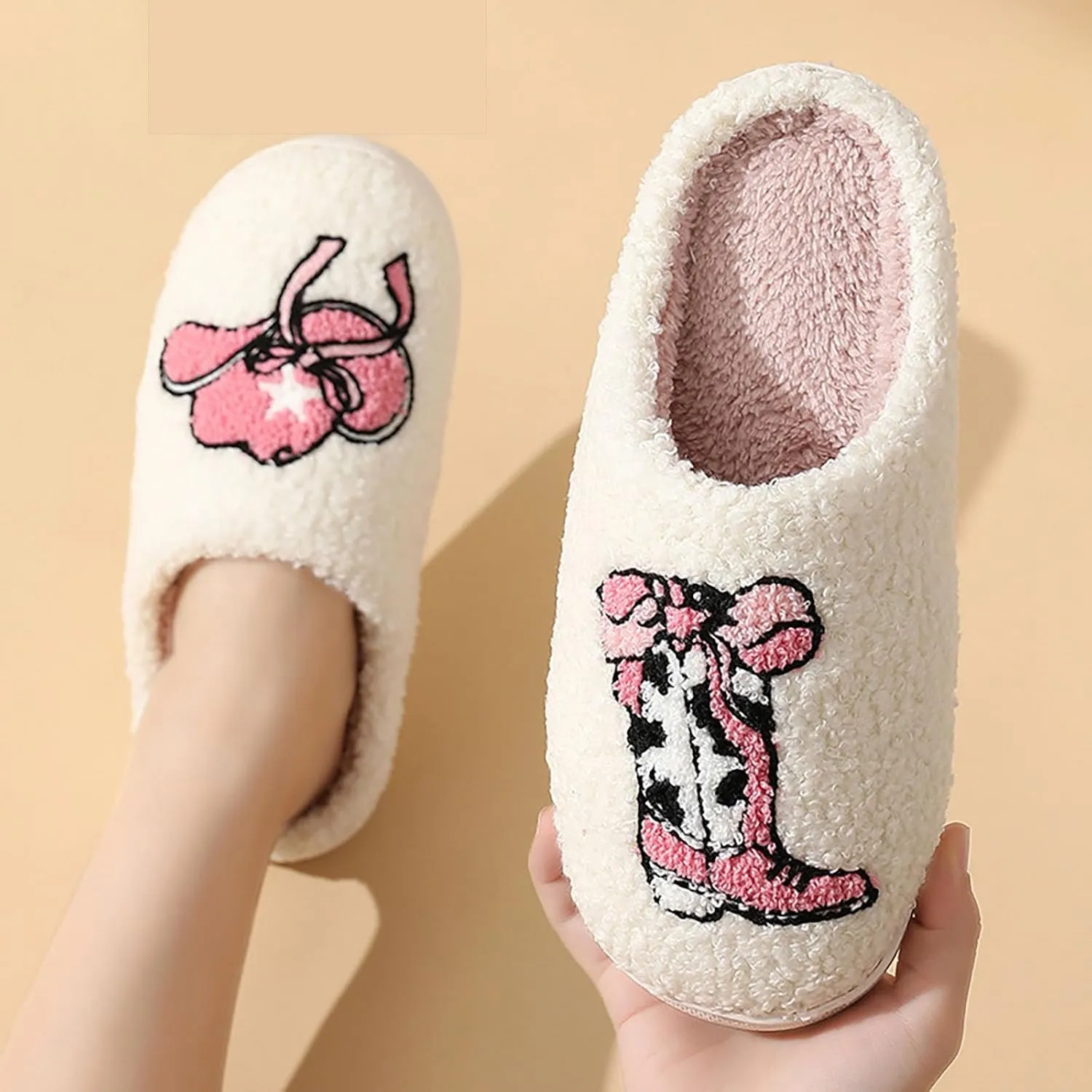 Womens Mens Slip on House Slippers Memory Foam Slippers Scuff Outdoor Indoor Warm Plush Bedroom Shoes