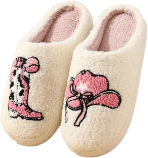 Womens Mens Slip on House Slippers Memory Foam Slippers Scuff Outdoor Indoor Warm Plush Bedroom Shoes