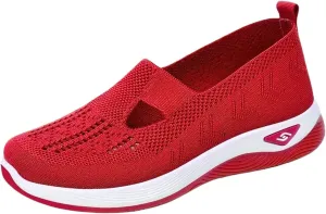 Womens Orthopedic Shoes, Woven Soft Shoes for Women, Arch Support Shoe, Breathable Slip on Foam Diabetic Sneakers
