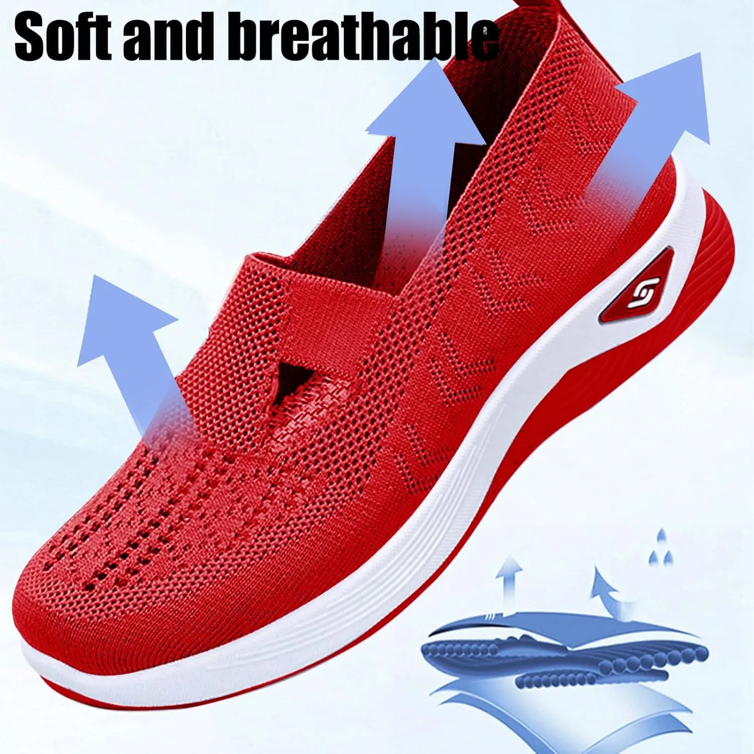 Womens Orthopedic Shoes, Woven Soft Shoes for Women, Arch Support Shoe, Breathable Slip on Foam Diabetic Sneakers