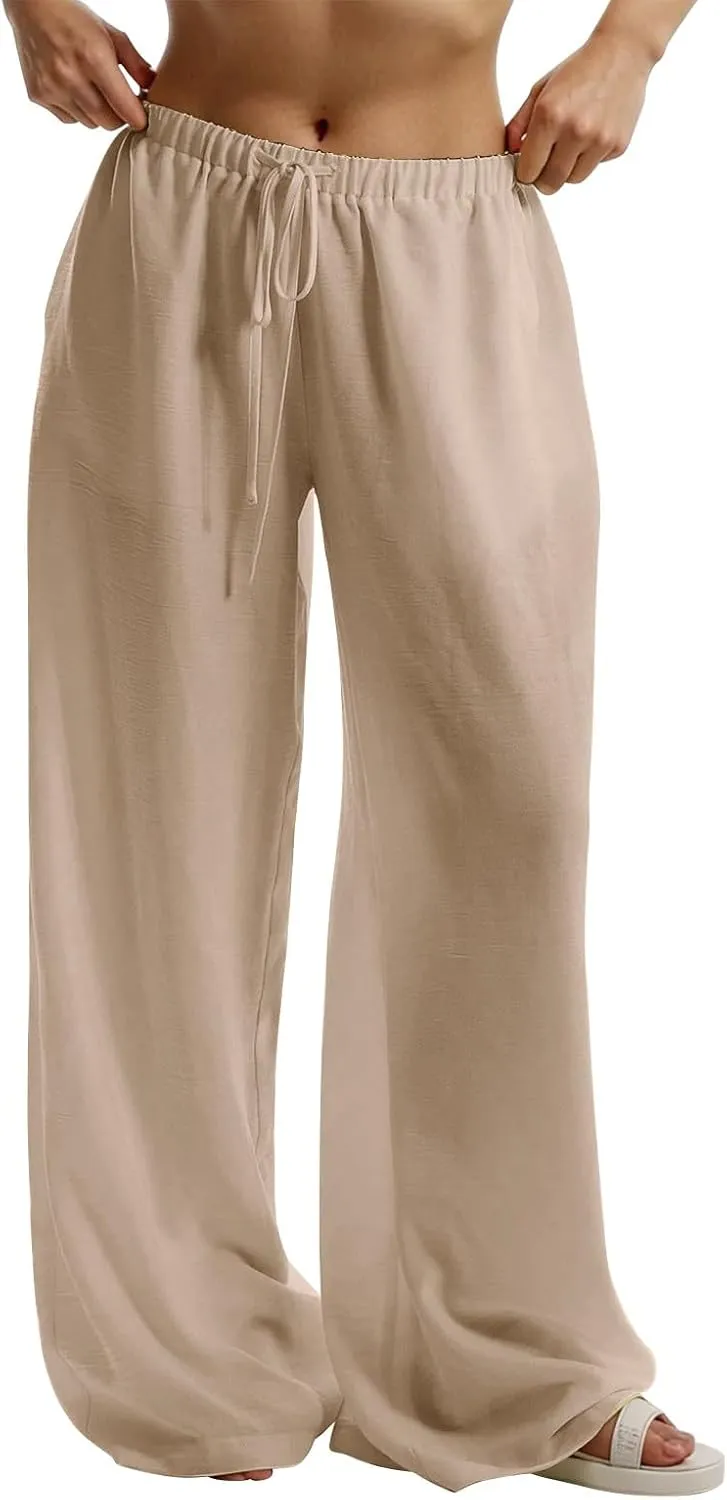 Womens Pants Formal Straight Slacks Wide Leg Baggy Fashion Pants High Waist Casual Trousers with Pockets